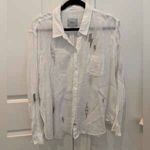 Rails Charlie Button-Down LS Shirt with Metallic Lightning Embroidery Size XL